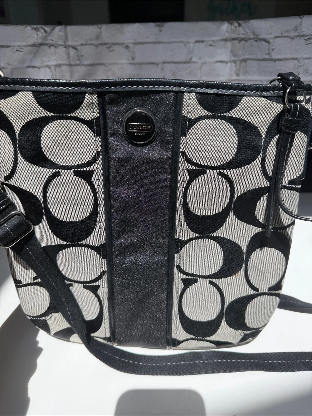Coach Black and White Signature Canvas Crossbody